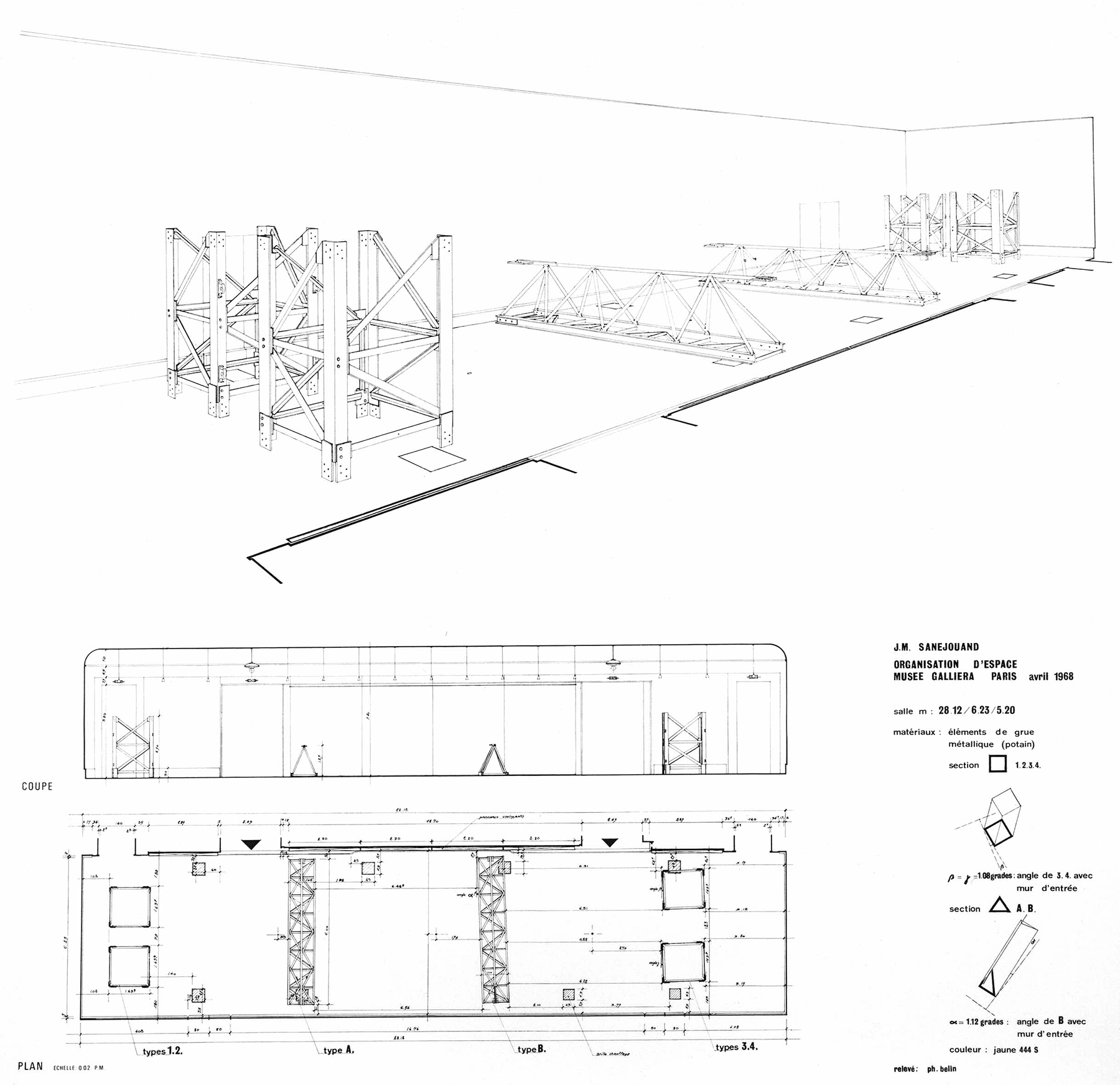 Jean-Michel Sanejouand - Plan de l'Organisation d'un espace au Musée Galliera à Paris en avril 1968