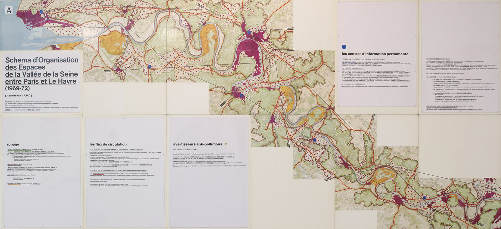 Panneau A du Schéma d'organisation des espaces de la vallée de la Seine entre Paris et Le Havre (1969-1972)-  Jean-Michel Sanejouand